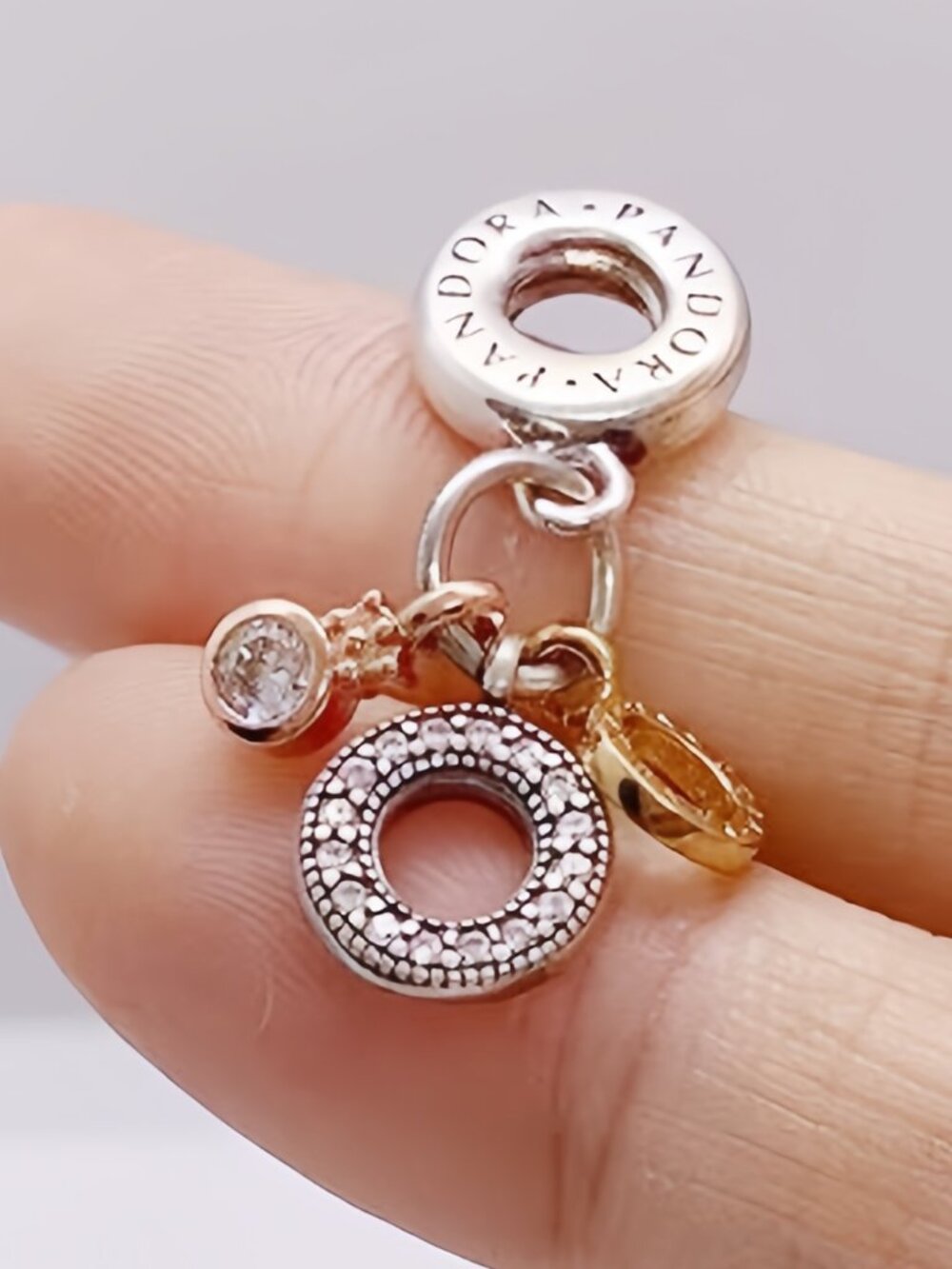 Pandora Triple Monogram & Logo Dangle Charm